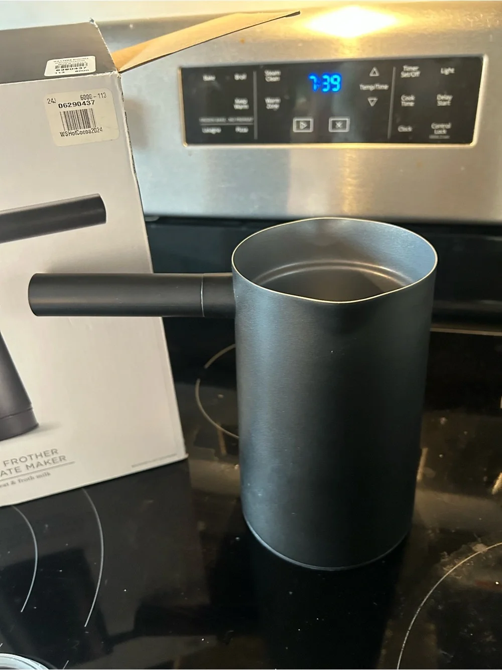 Williams Sonoma Matte Black Electric Milk Frother with Accessories